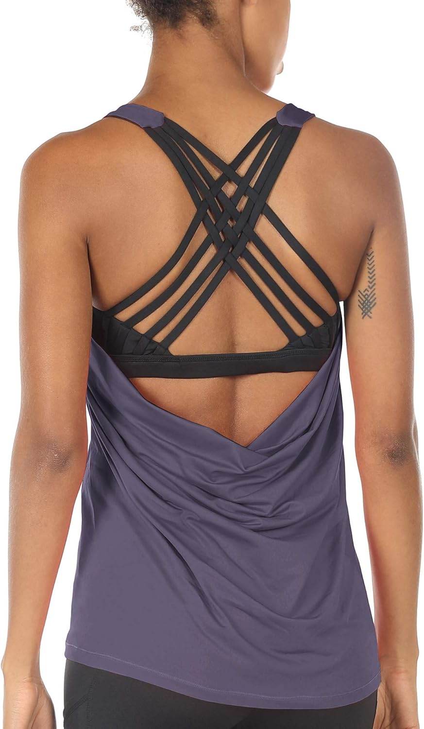 icyzone Women's Open Back Workout Athletic Yoga Tank Tops with Built in Bra - zenfulharmony.com