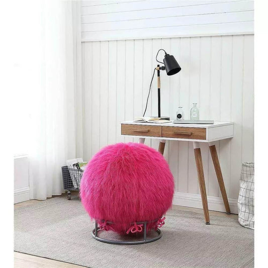 J&V TEXTILES 65 Inch Posture Fuzzy Exercise Yoga Ball Chair Set (Pink) - zenfulharmony.com