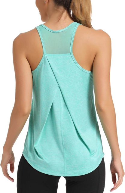 Aeuui Womens Workout Tops for Women Racerback Tank Tops Mesh Yoga Shirts Athletic Running Tank Tops Sleeveless Gym Clothes - zenfulharmony.com