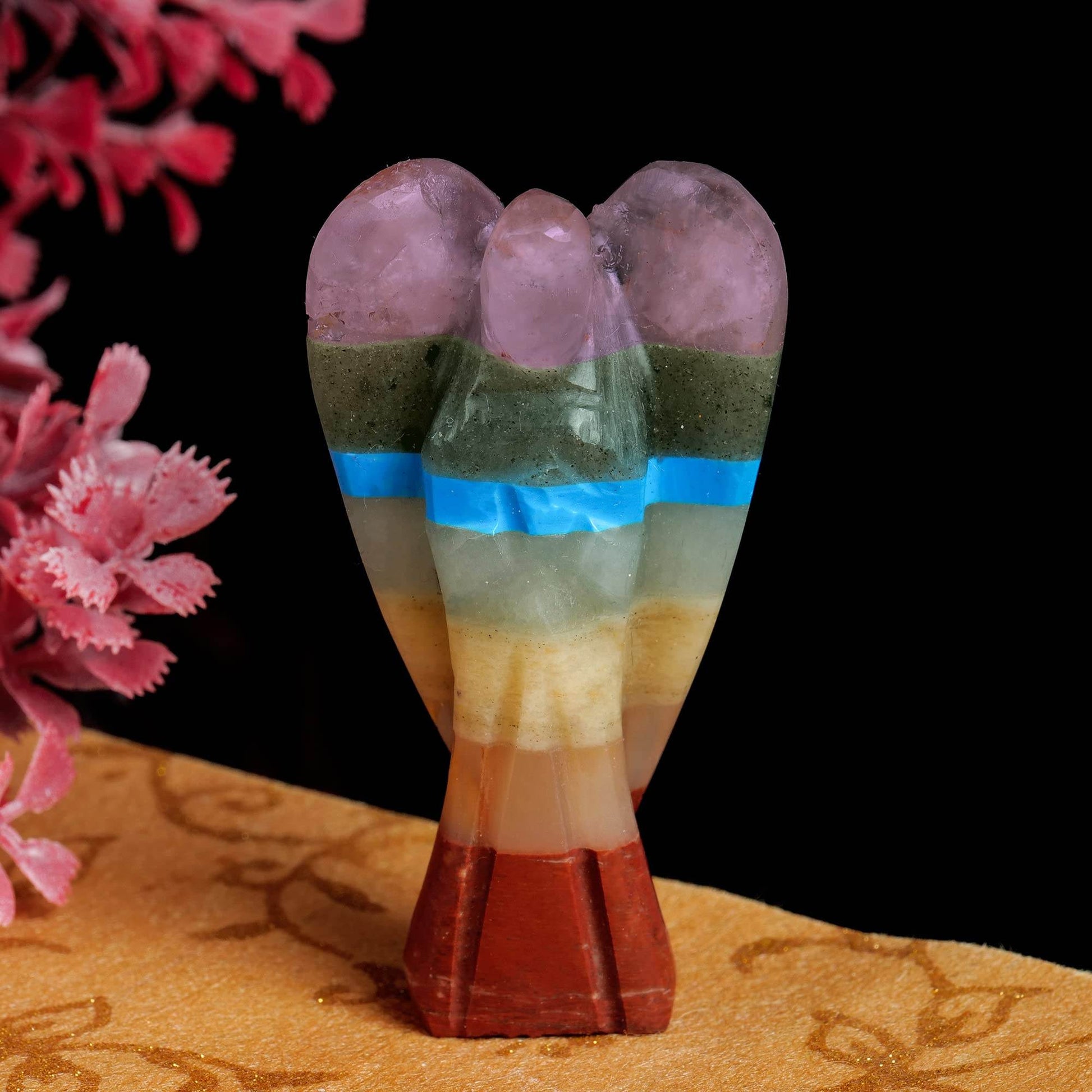 Seven Chakra - Chakra Stones - Crystal Angel Statue - Pocket Crystal - 7 Chakra Crystals - Collectible Figurine Statues - Positive Energy Gifts for Women - zenfulharmony.com
