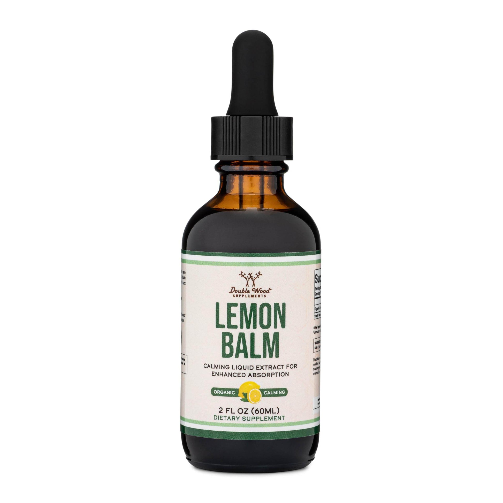 Double Wood Supplements Lemon Balm Tincture - Organic Lemon Balm Drops for Relaxation 590mg - 2FL OZ, 120 Servings (Better Absorbed Than Capsules, Great Addition to Lemon Balm Tea) for Relaxation - zenfulharmony.com