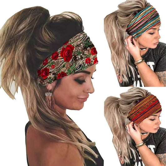 K-Elewon 3 Pack Women Wide Elastic Head Wrap Headband Sports yoga Hair Band Headwear(3 Pack(A26)) - zenfulharmony.com