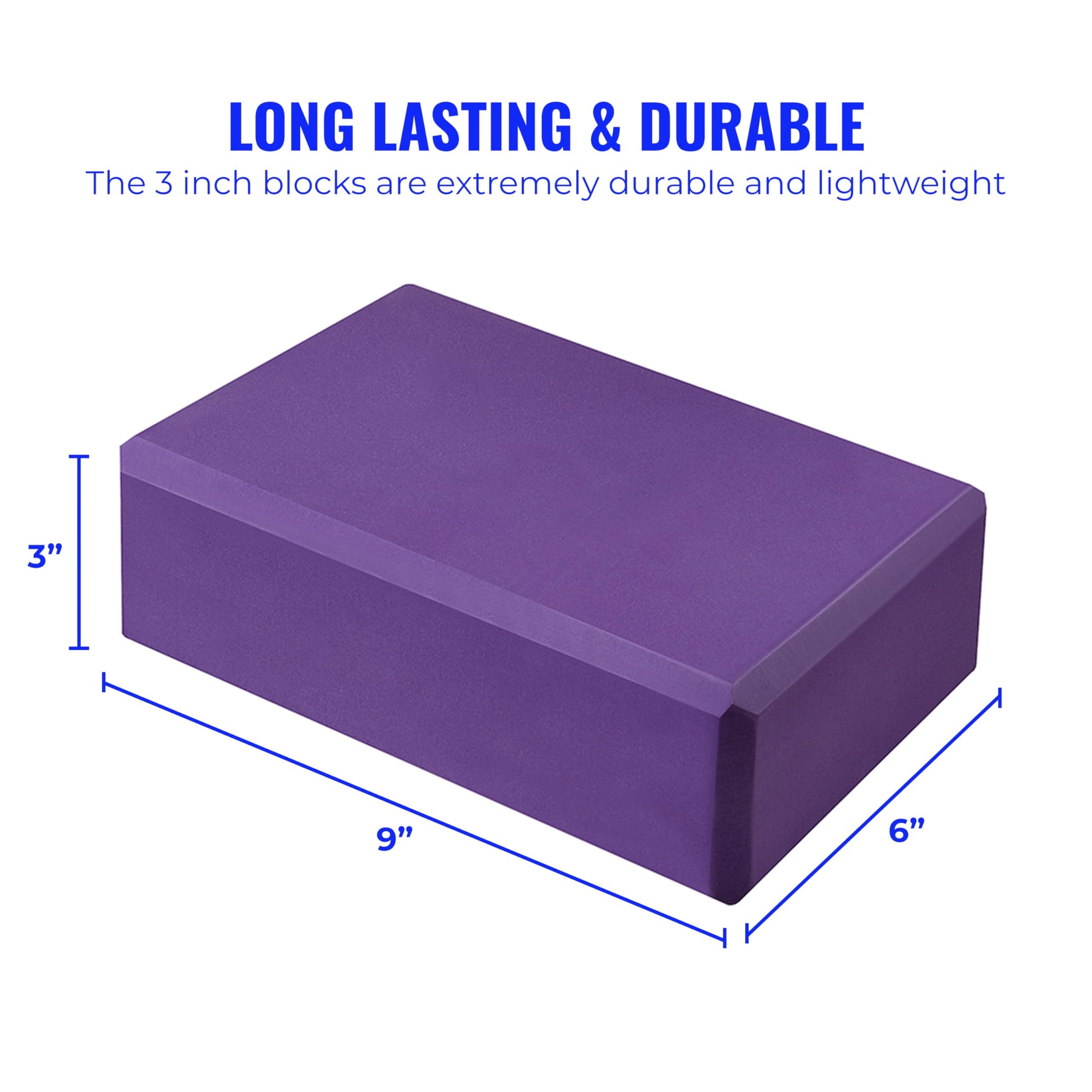 Hello Fit 3" Yoga Block, 10 Pack Bulk EVA Foam Yoga Blocks, Firm and Supportive Yoga Brick for Schools and Studios, Balance Foam for Stretching, Pilates, and Workout, 3" x 6" x 9", Purple - zenfulharmony.com