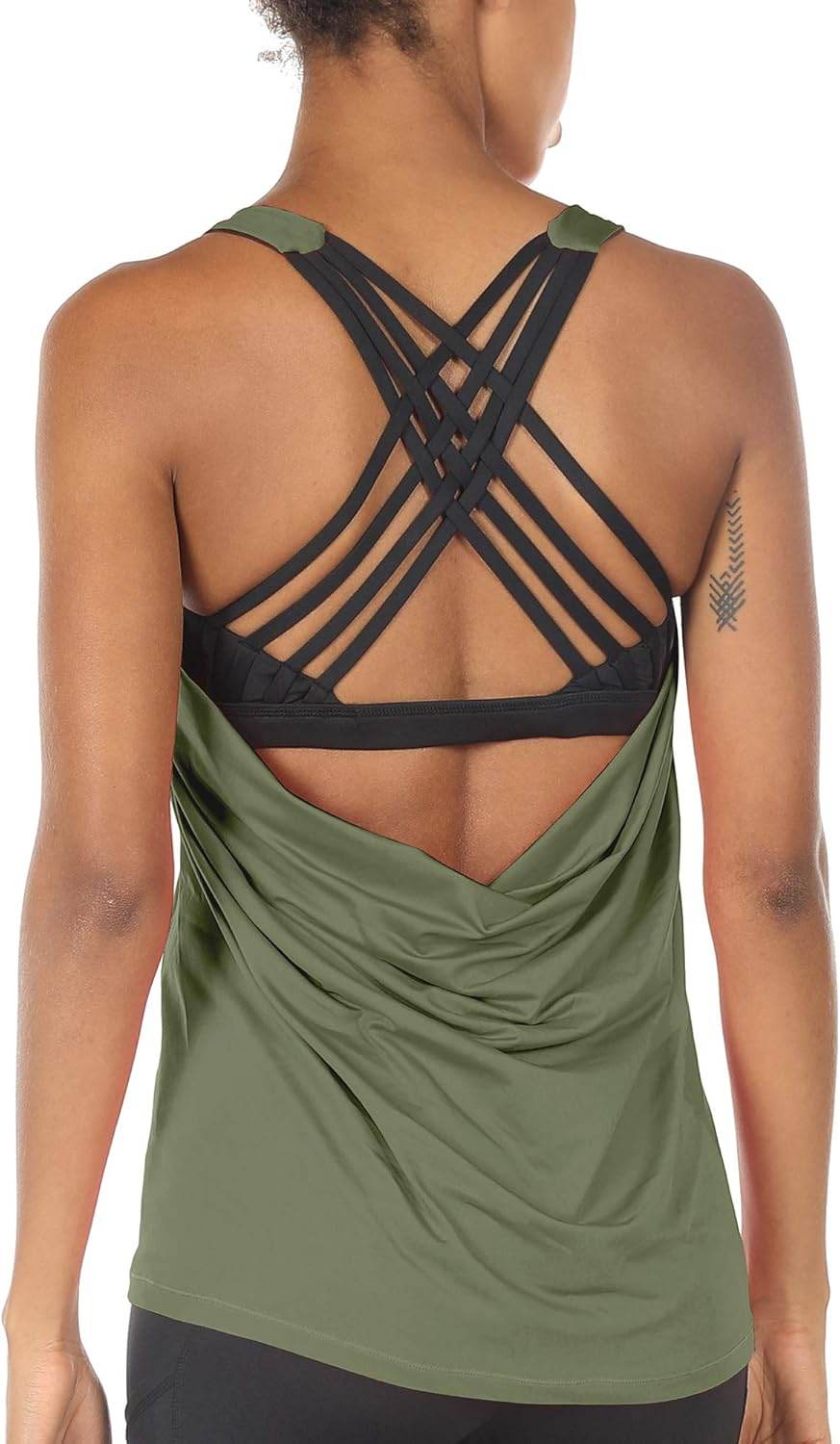 icyzone Women's Open Back Workout Athletic Yoga Tank Tops with Built in Bra - zenfulharmony.com