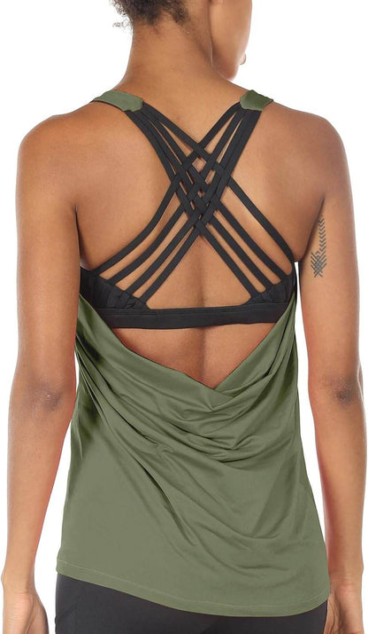 icyzone Women's Open Back Workout Athletic Yoga Tank Tops with Built in Bra - zenfulharmony.com