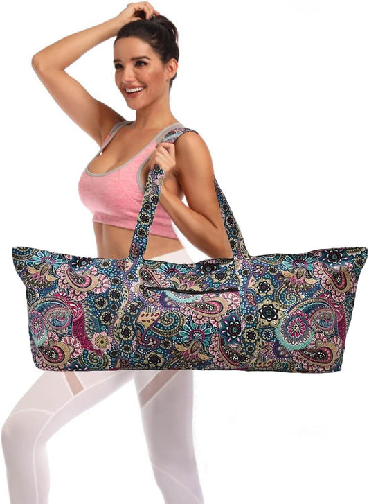 IwIeIaIrI Flower Pattern zipper yoga Mat Bag Duffle Bag Large Multipurpose Exercise Yoga Mat Bag and Yoga Mat tote bag Strap Zipper Pockets - zenfulharmony.com