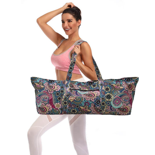 IwIeIaIrI Flower Pattern zipper yoga Mat Bag Duffle Bag Large Multipurpose Exercise Yoga Mat Bag and Yoga Mat tote bag Strap Zipper Pockets - zenfulharmony.com