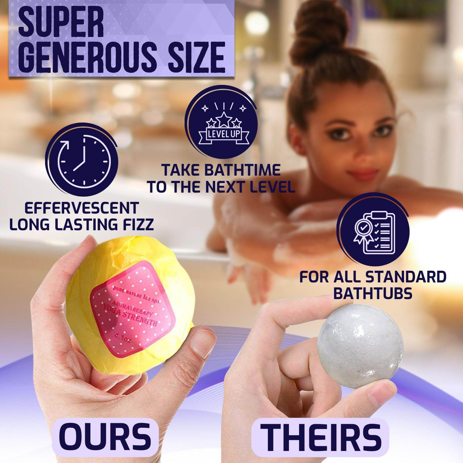 Bath Bombs Gift Set - Ultra Bubble XXL Fizzies (6 x 4.1 oz) with Natural Dead Sea Salt Cocoa and Shea Essential Oils, The Best Birthday Gift Idea for Her/Him, Wife, Girlfriend, Women, Kids - zenfulharmony.com