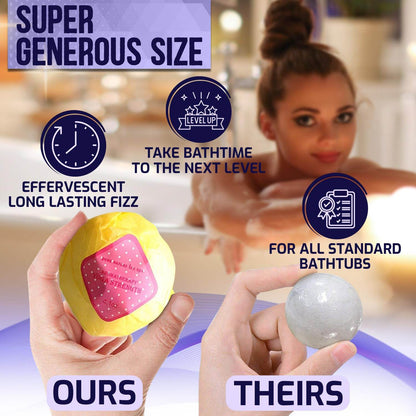 Bath Bombs Gift Set - Ultra Bubble XXL Fizzies (6 x 4.1 oz) with Natural Dead Sea Salt Cocoa and Shea Essential Oils, The Best Birthday Gift Idea for Her/Him, Wife, Girlfriend, Women, Kids - zenfulharmony.com