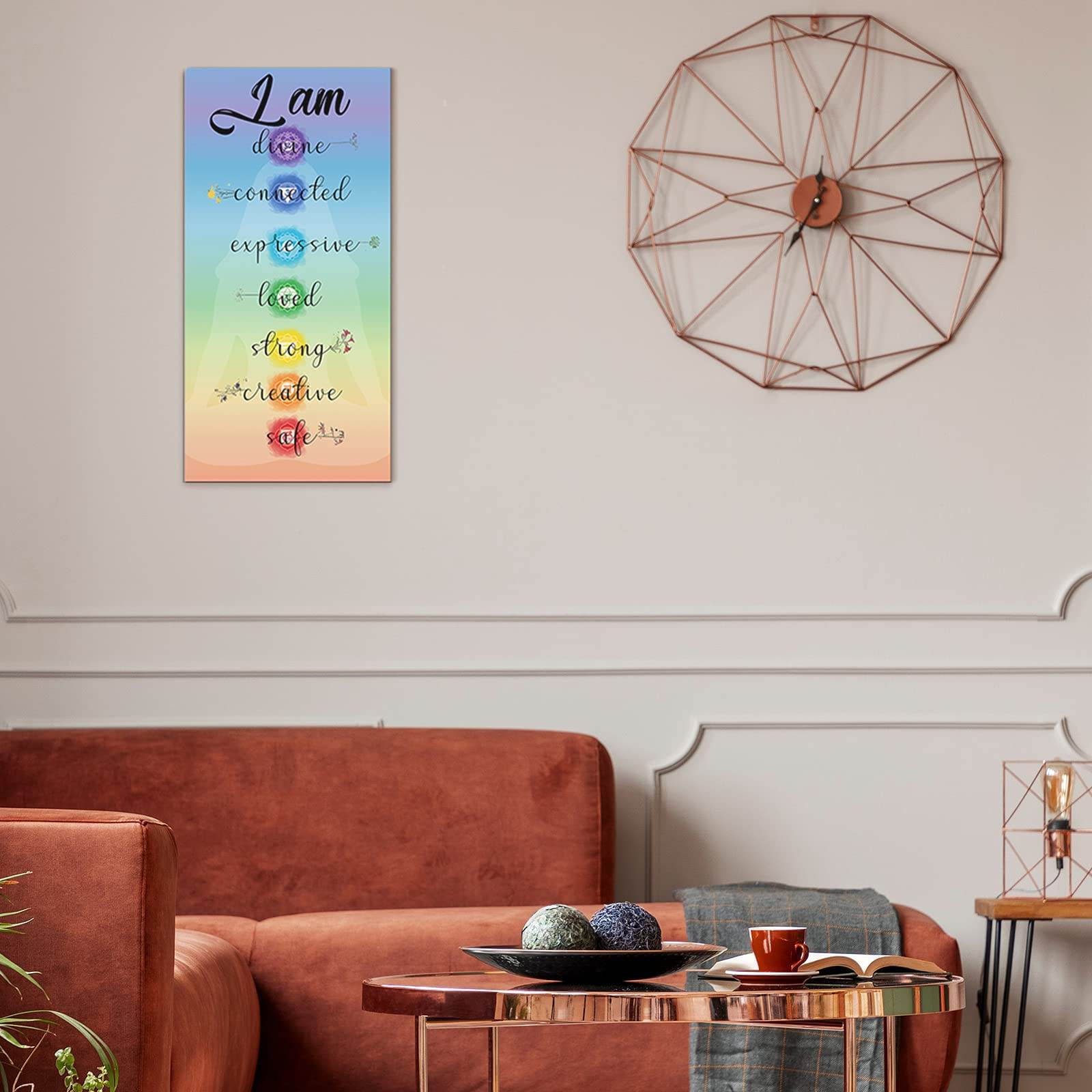 Chakra Quotes Sign Wall Decor Yoga Zen Wall Art Wooden Spiritual Decor Motivational Meditation Wall Art Zen Buddhism Spa Room Decor for Yoga Living Room Bedroom Bathroom Wall Decorations (Safe Style) - zenfulharmony.com