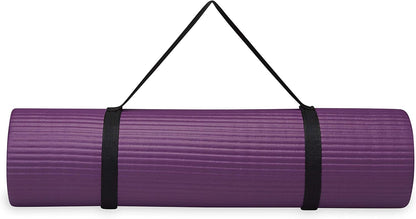 Gaiam Essentials Thick Yoga Mat Fitness & Exercise Mat with Easy-Cinch Yoga Mat Carrier Strap, 72"L x 24"W x 2/5 Inch Thick - zenfulharmony.com