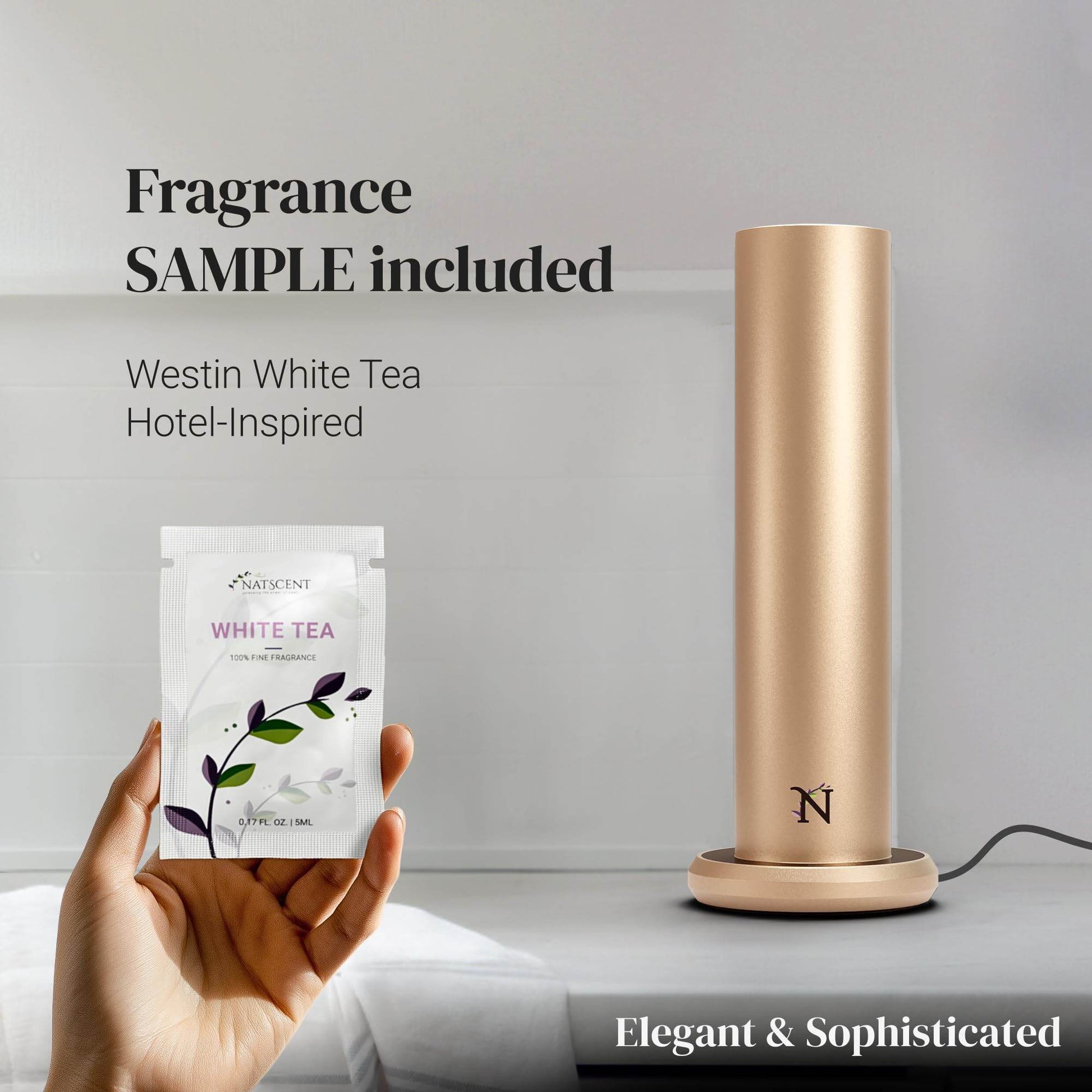 Natscent Dynamo Essential Oil Diffuser for Home with Fragrance Sample, App & Manual Control, Cold-Air Scent Diffusers for Home,Large Room, Hotel Scent Diffuser up to 1000sq.ft. Gold, Aroma Diffusers - zenfulharmony.com