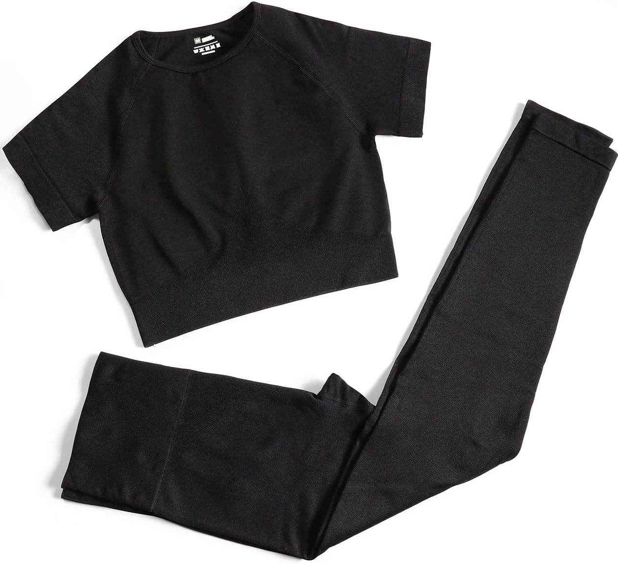 PINKSAVIOR Workout Sets for Women Two Piece Outfits Seamless High Waist Leggings Yoga Crop Tops Athletic Sports Gym Sets - zenfulharmony.com