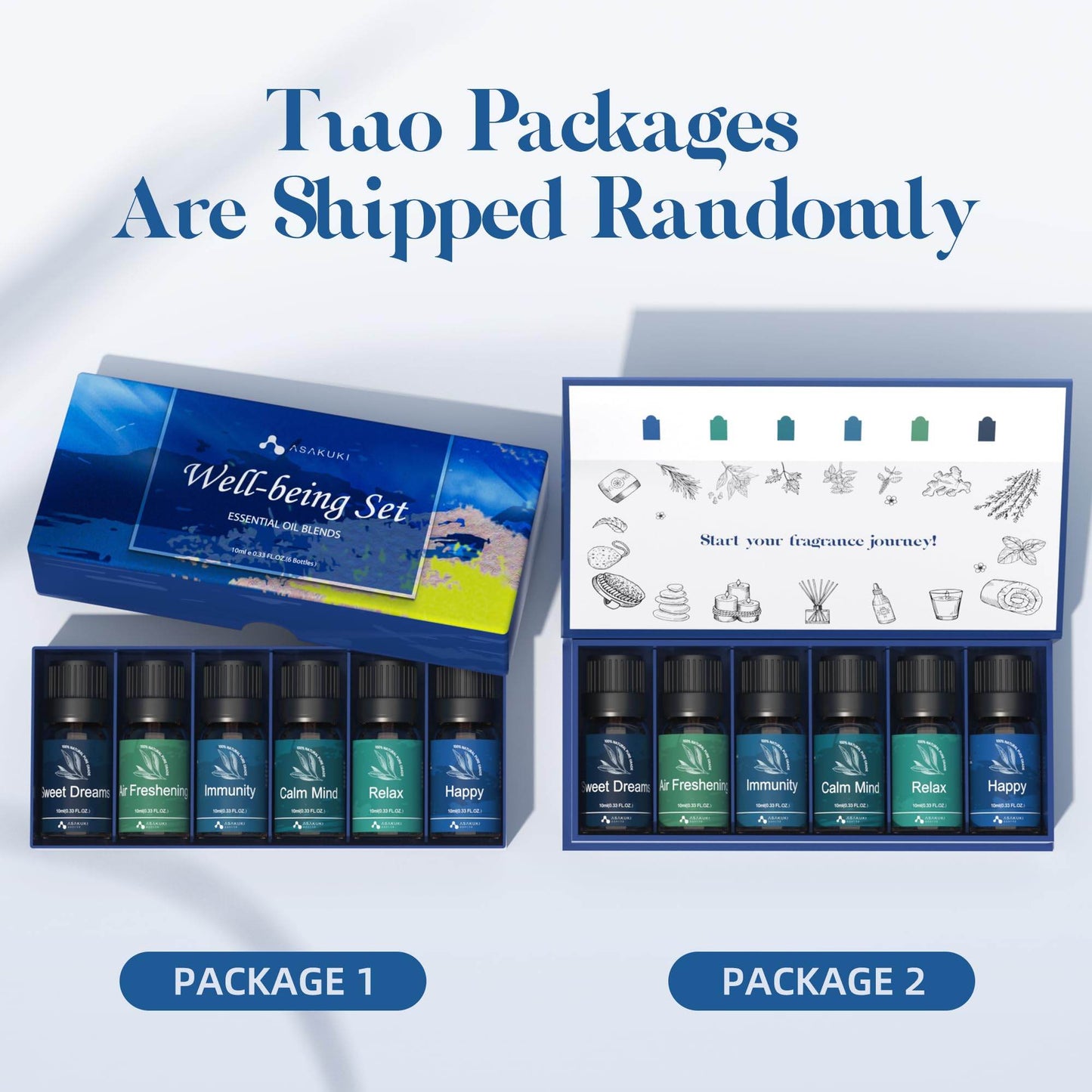ASAKUKI Essential Oil Blends, Essential Oils Set for Diffusers for Home, Well-Being Kit- Calming, Dreams, Breathe, Relaxing, Mood, Fresh Air Aromatherapy Oils for Humidifiers, Massage, 6x10ml - zenfulharmony.com