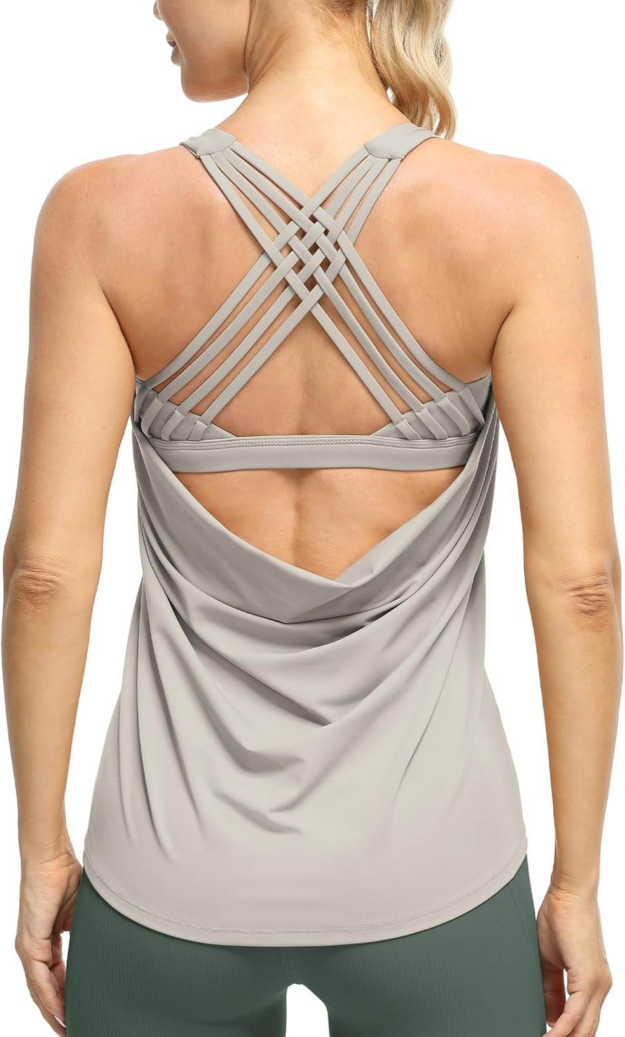 icyzone Women's Open Back Workout Athletic Yoga Tank Tops with Built in Bra - zenfulharmony.com