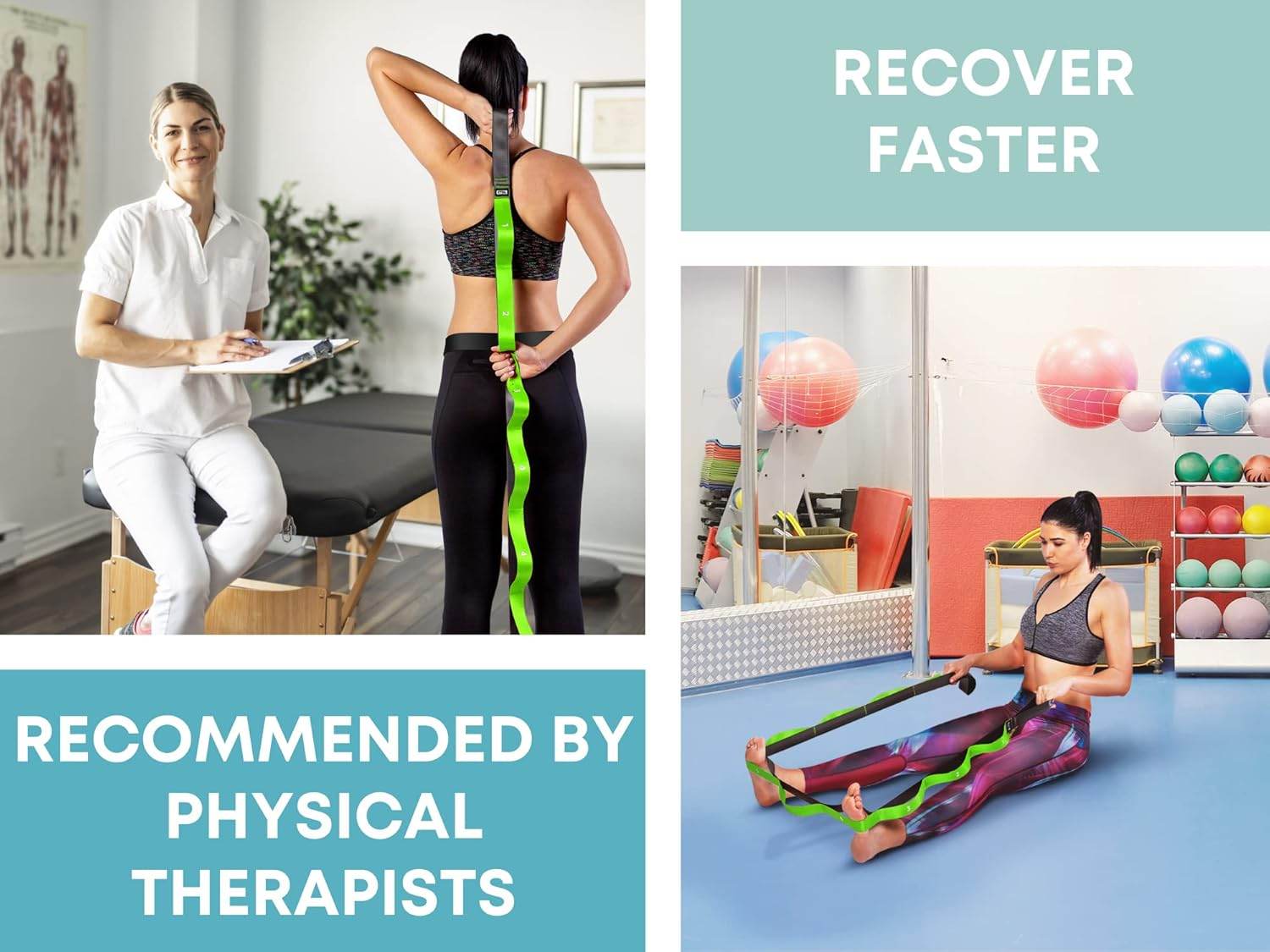Stretching Strap with Loops - Non Elastic Stretch Band for Physical Therapy, Yoga Strap for Stretching Equipment, Stretch Bands for Exercise and Flexibility - Fascia, Hamstring & Leg Stretcher Belt - zenfulharmony.com