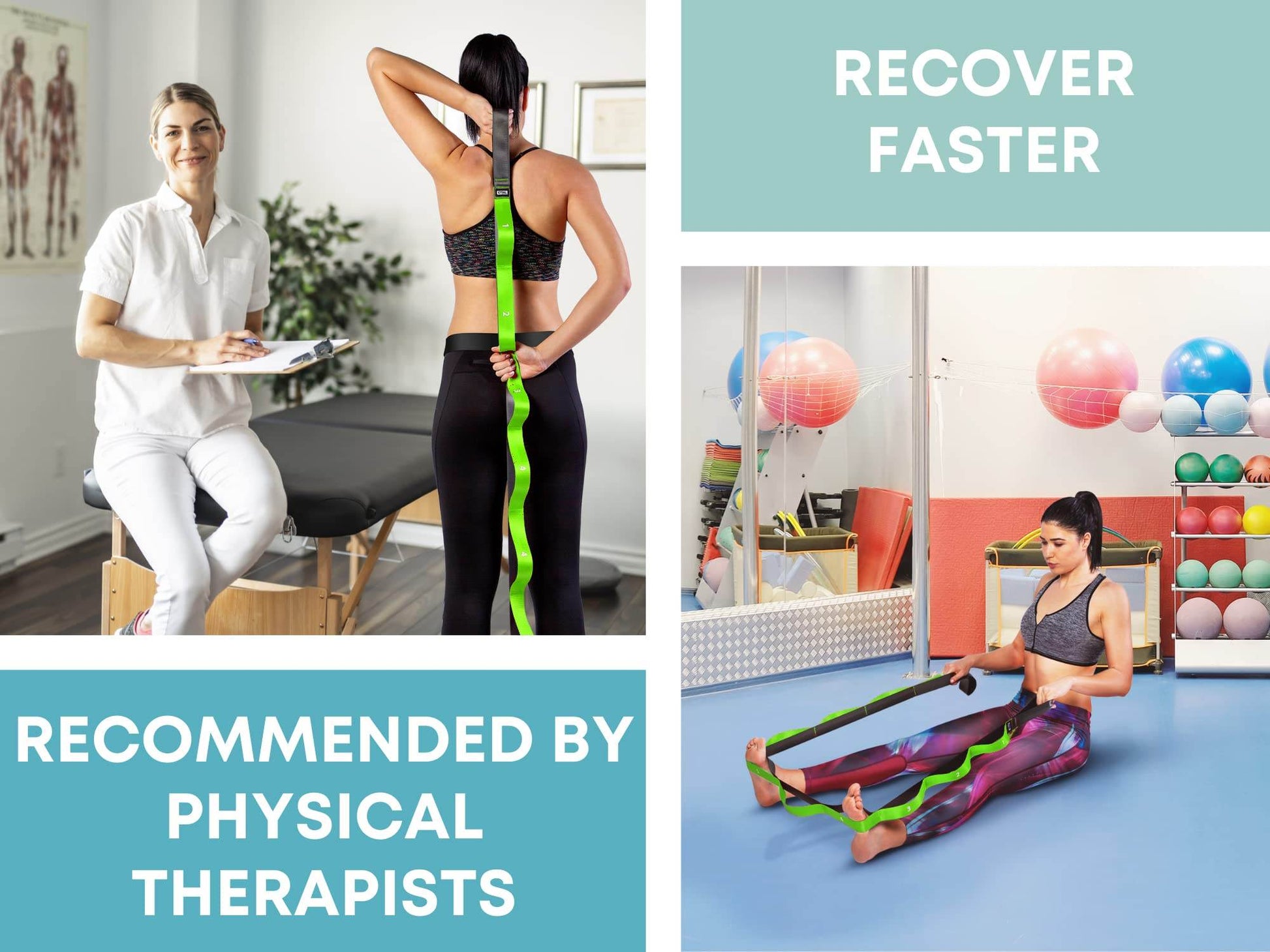Stretching Strap with Loops - Non Elastic Stretch Band for Physical Therapy, Yoga Strap for Stretching Equipment, Stretch Bands for Exercise and Flexibility - Fascia, Hamstring & Leg Stretcher Belt - zenfulharmony.com