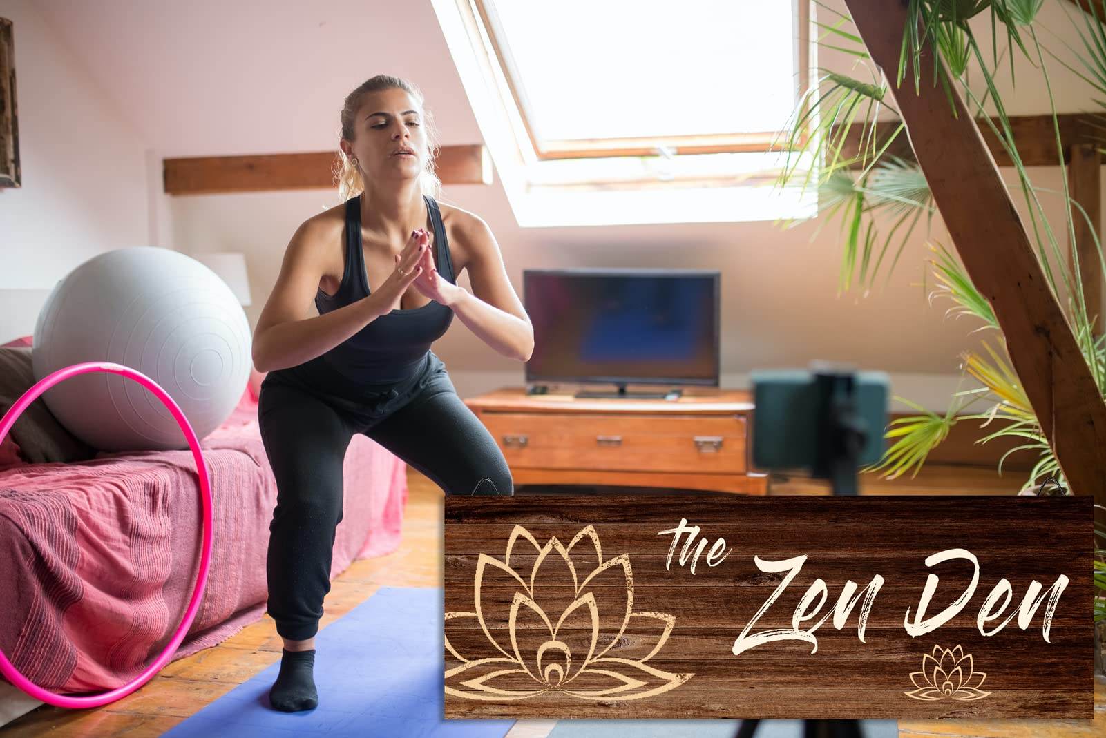 The Zen Den Wooden Wall Sign, 13.7 x 4.7 Inches Hippie Room Decoration with Hooks, Hanging Meditation Accessories Decor for Chakra, Spiritual Room Accents - zenfulharmony.com