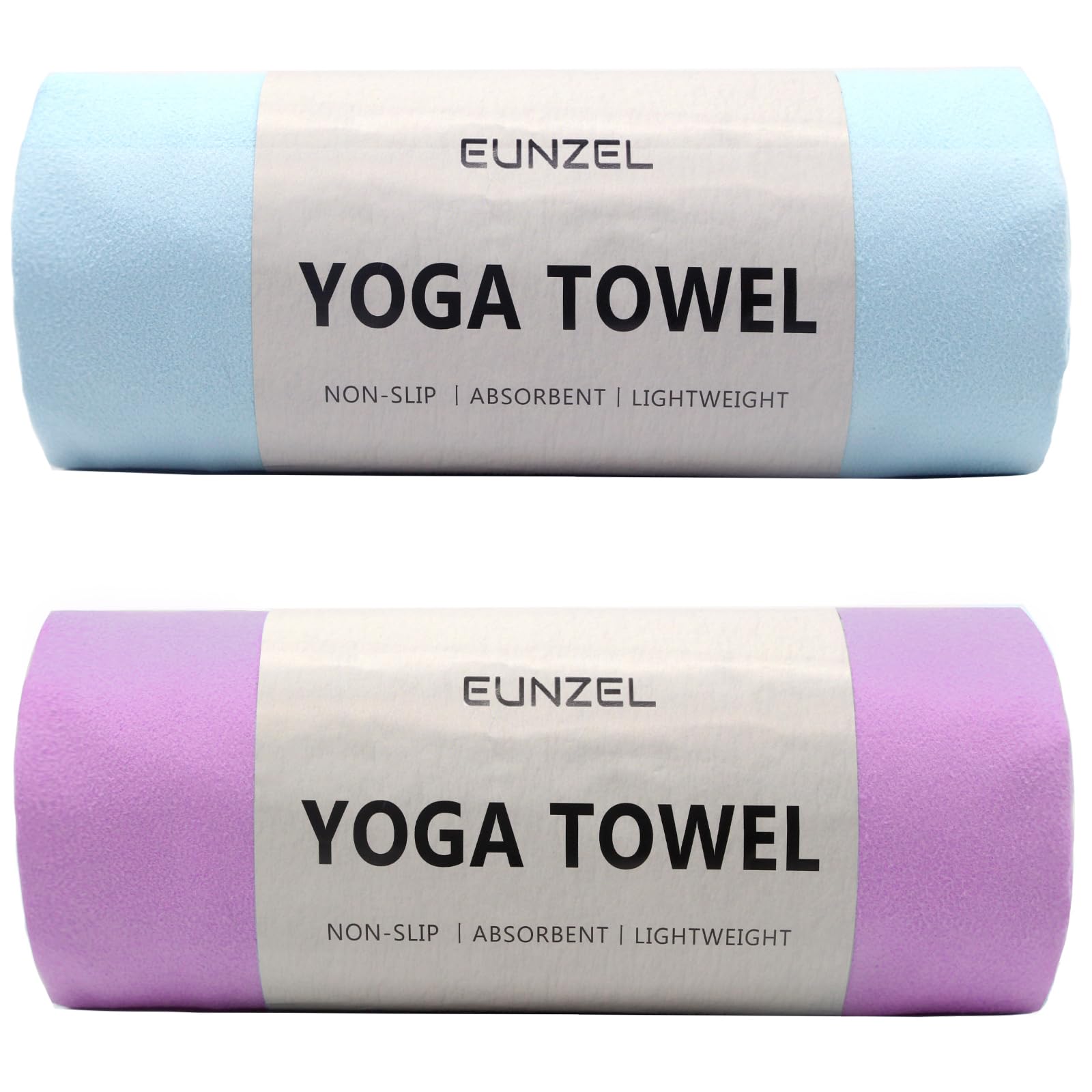 Eunzel 2 Pack Hot Yoga Towel Non Slip Yoga Mat Towel Non-Slip Sweat Absorbent Microfiber Towel for Hot Yoga, Pilates and Workout 72" x 26.5", Blue/Purple - zenfulharmony.com