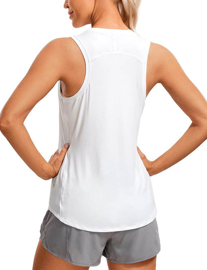 CRZ YOGA Lightweight Racerback Tank Tops for Women High Neck Workout Athletic Running Sleeveless Shirts - zenfulharmony.com