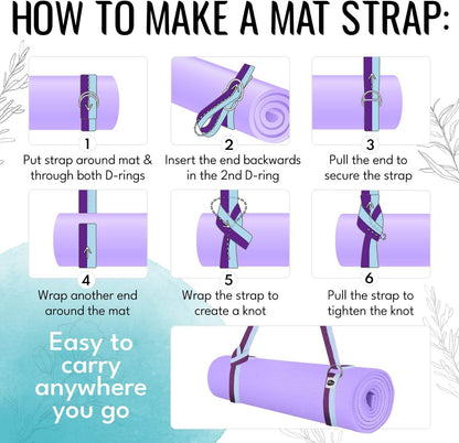 TECEUM Yoga Strap & Mat Strap – 2 IN 1 – Cotton – 6 ft 8 ft 10 ft (30+ colors) – Adjustable Non-Slip Belt for Yoga, Pilates, Stretching, Physiotherapy, Fitness & Home Workout – For Carrying Mats - zenfulharmony.com