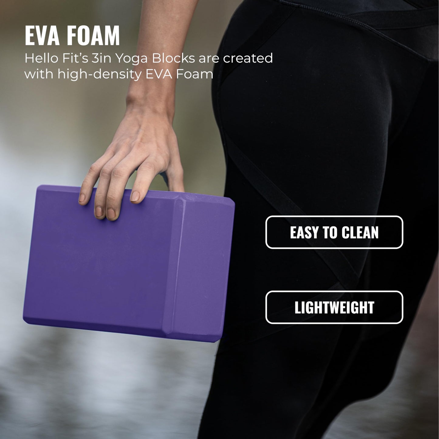 Hello Fit 3" Yoga Block, 10 Pack Bulk EVA Foam Yoga Blocks, Firm and Supportive Yoga Brick for Schools and Studios, Balance Foam for Stretching, Pilates, and Workout, 3" x 6" x 9", Purple - zenfulharmony.com