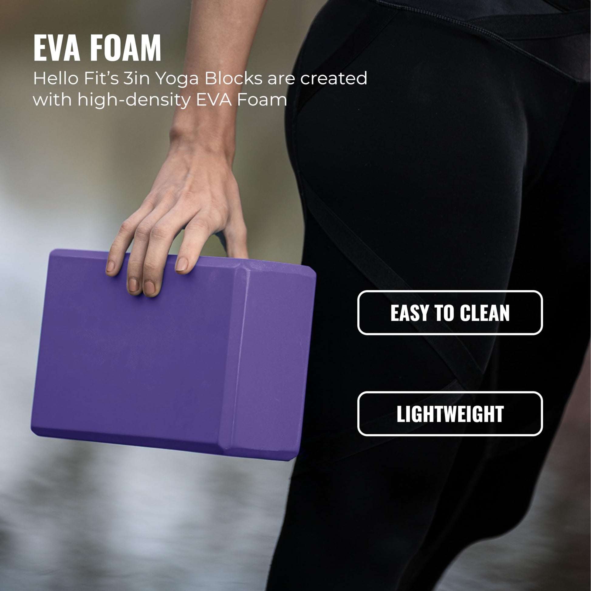 Hello Fit 3" Yoga Block, 10 Pack Bulk EVA Foam Yoga Blocks, Firm and Supportive Yoga Brick for Schools and Studios, Balance Foam for Stretching, Pilates, and Workout, 3" x 6" x 9", Purple - zenfulharmony.com