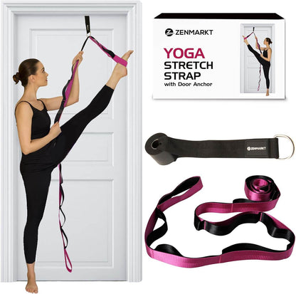 10-Loop Yoga Strap with Door Anchor – Stretch Strap for Flexibility, Deep Stretching, and Improved Balance – Perfect Yoga Accessory for All Fitness Levels - zenfulharmony.com