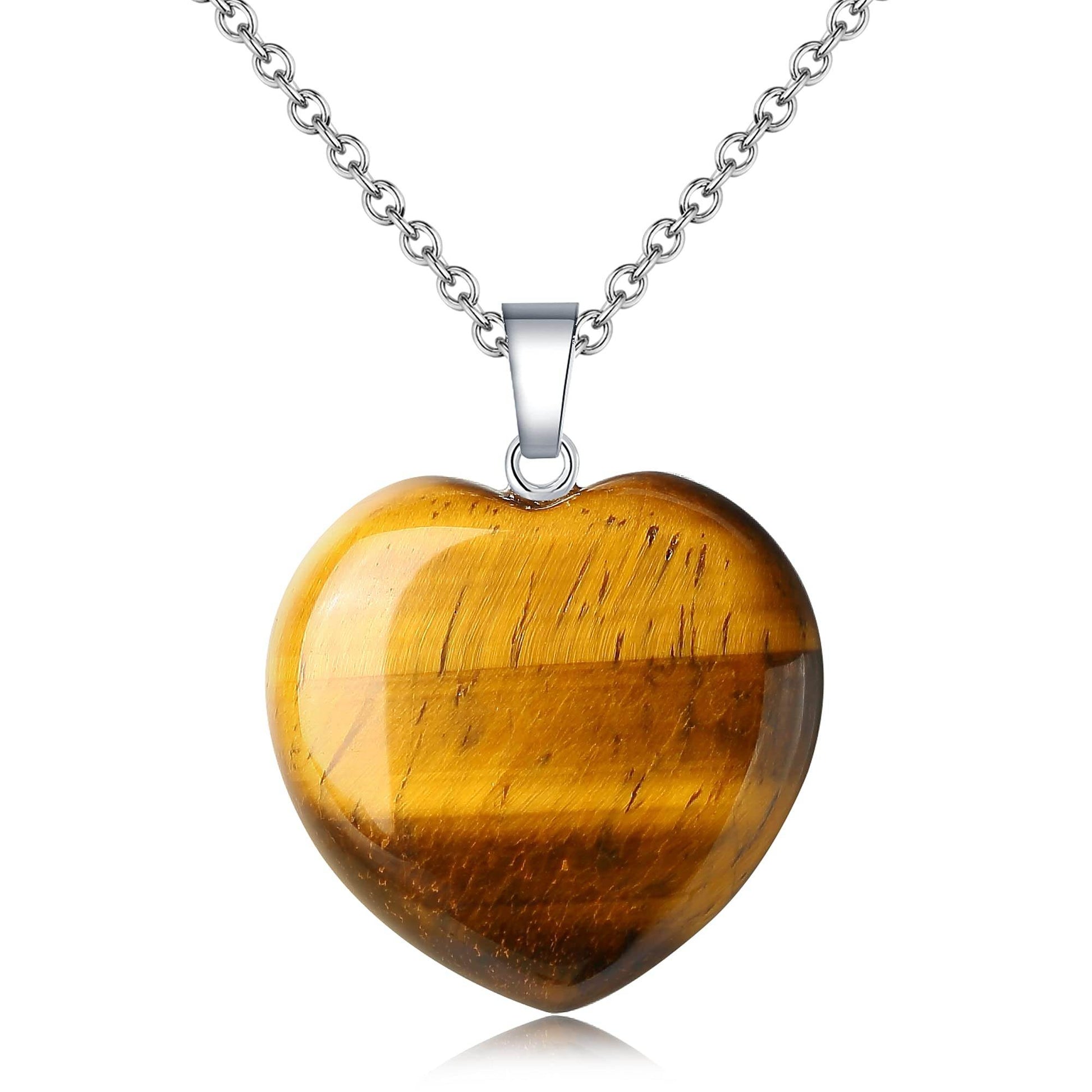 XIANNVXI Tiger Eye Necklace Mothers Day Gifts Healing Crystal Heart Gemstone Pendant Necklaces Natural Spiritual Witchcraft Reiki Quartz Stone Jewelry for Women Girlfriend - zenfulharmony.com