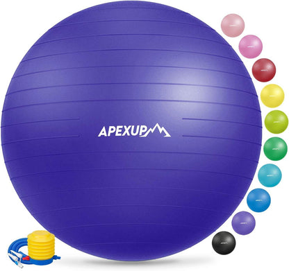 APEXUP Yoga Ball Exercise Ball, Pilates Ball, Anti Slip Stability Ball, Heavy Duty Gym Ball for Fitness, Balance, Core Workout, Physical Therapy - zenfulharmony.com
