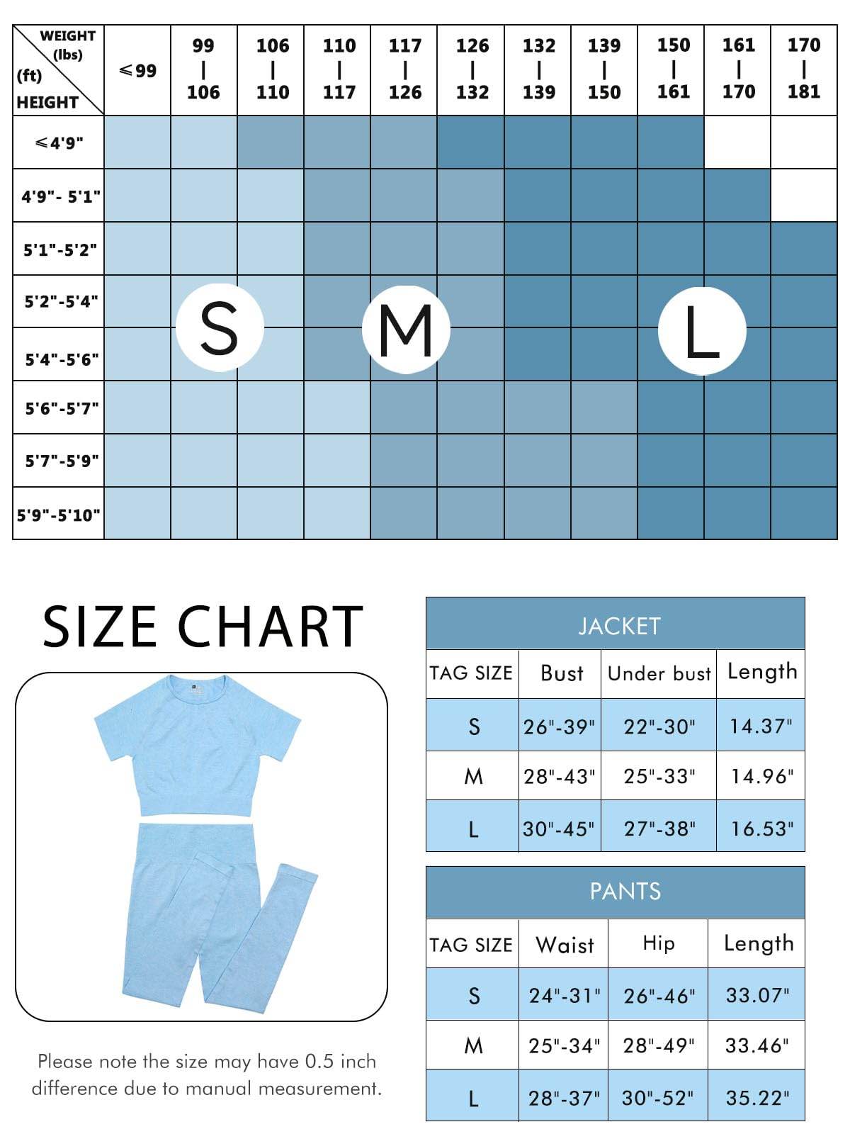 JOLLMONO 2 Piece Short Sleeve Outfits for Women Seamless Crop Tops Set for Women Workout Set(8005L-Light Blue) - zenfulharmony.com
