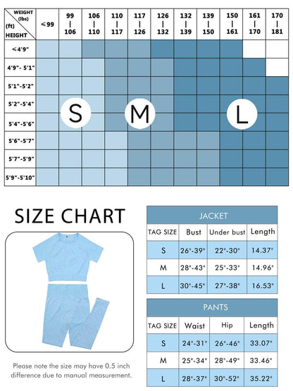 JOLLMONO 2 Piece Short Sleeve Outfits for Women Seamless Crop Tops Set for Women Workout Set(8005L-Light Blue) - zenfulharmony.com