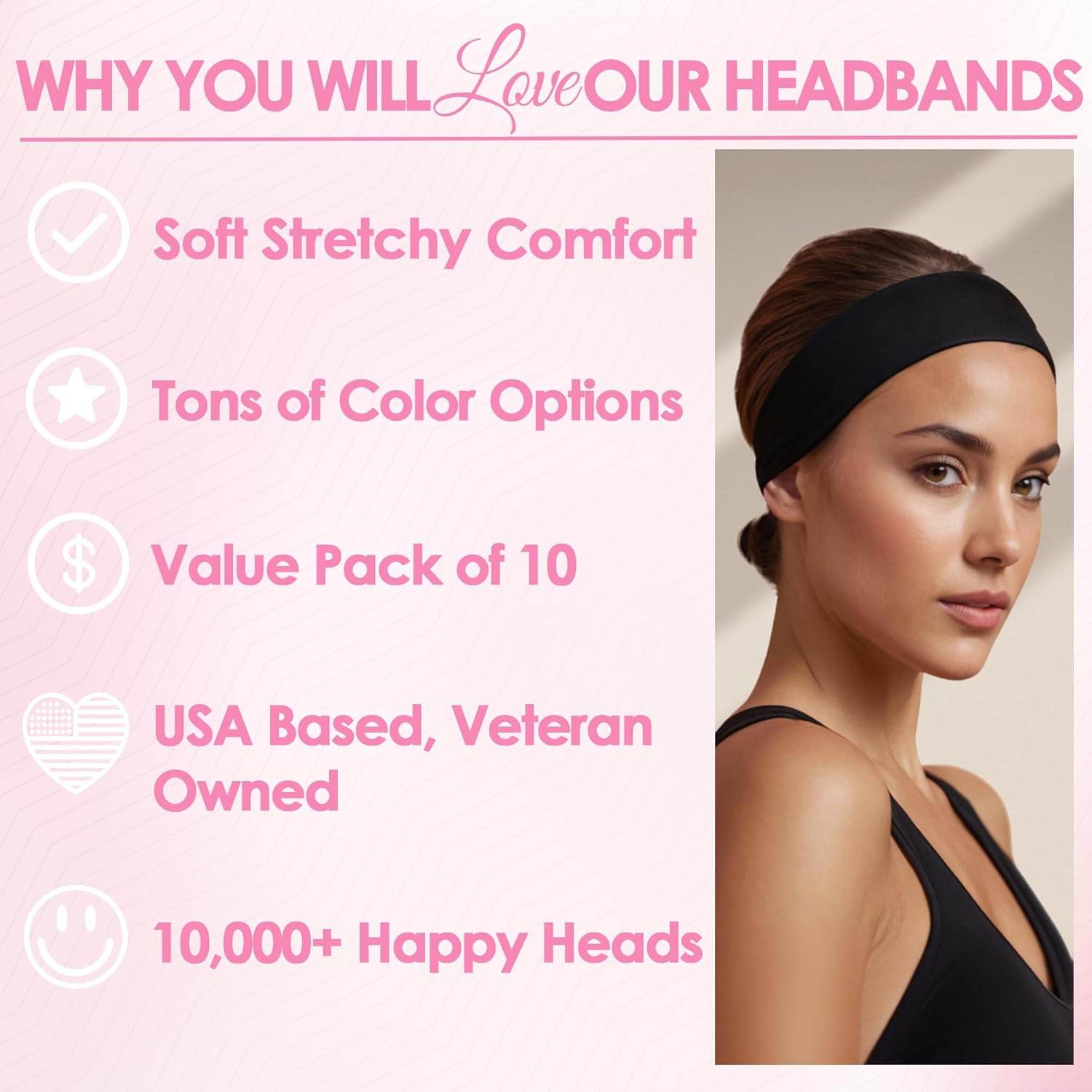 Styla Hair Headbands for Women Stretch Fashion Headbands 10 Pack Non-Slip Head Wraps Great for Spa, Sports, Yoga, Pilates, Running, Gym Headband, Workouts (Variety) - zenfulharmony.com