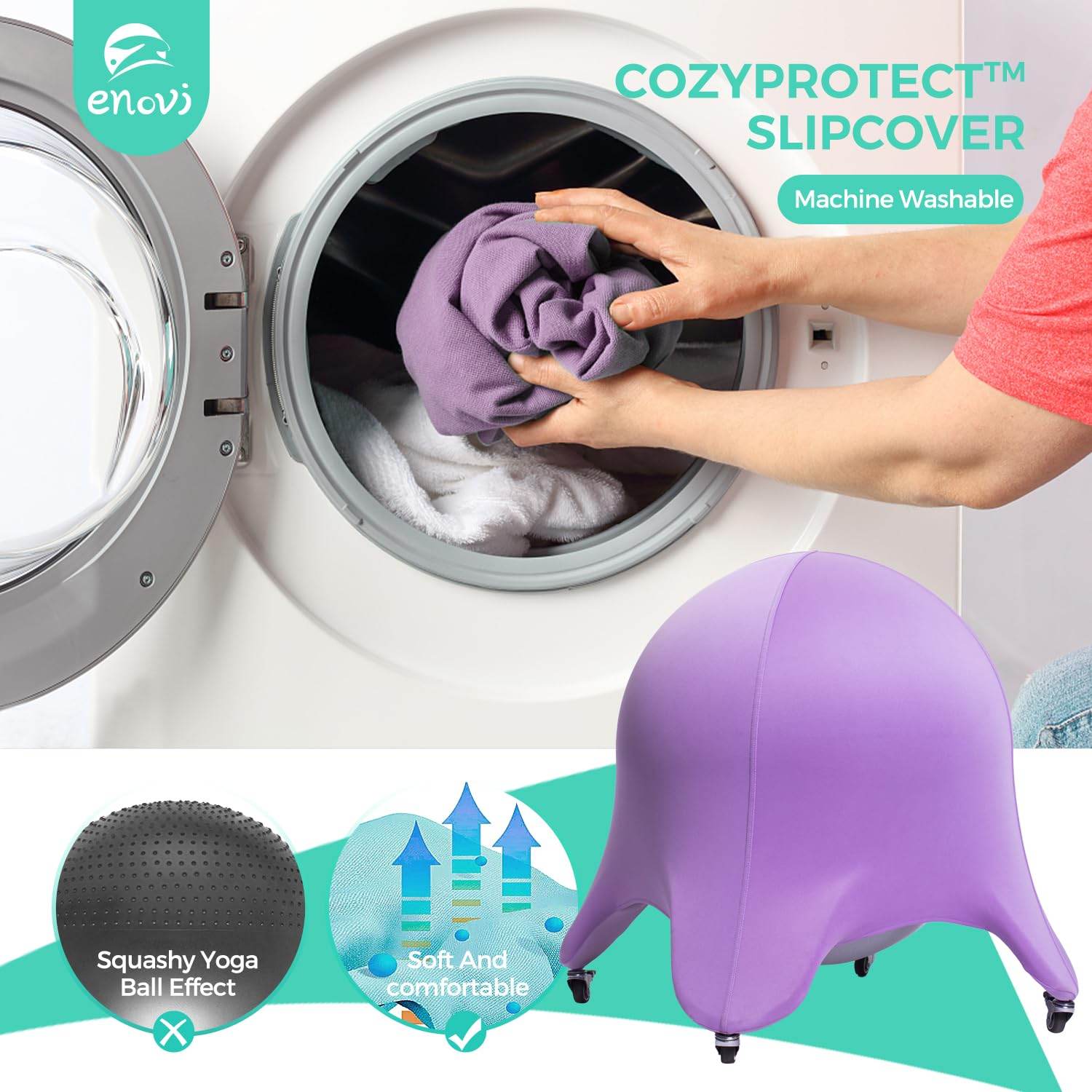 ENOVI Starfish Ball Chair, Yoga Ball Chair Exercise Ball Chair Ergonomic Design for Home Office Desk, Stability Ball & Balance Ball Seat to Relieve Back Pain, 24IN, CR - zenfulharmony.com