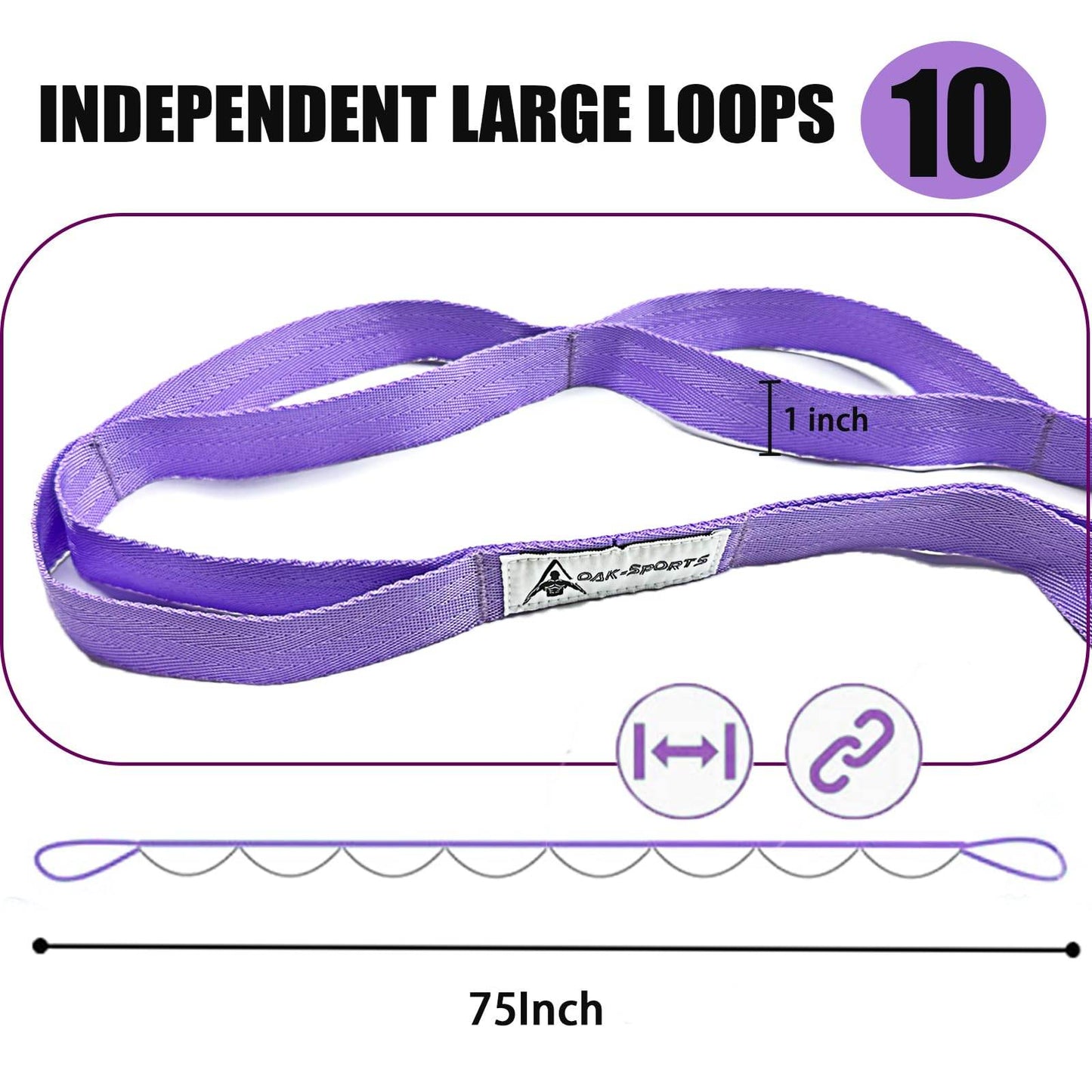 Stretching Strap Yoga Strap with Loops, Stretch Straps for Physical Therapy, Non-Elastic Exercise Strap for Pilates, Dance and Gymnastics with Workout Guide (Purple) - zenfulharmony.com