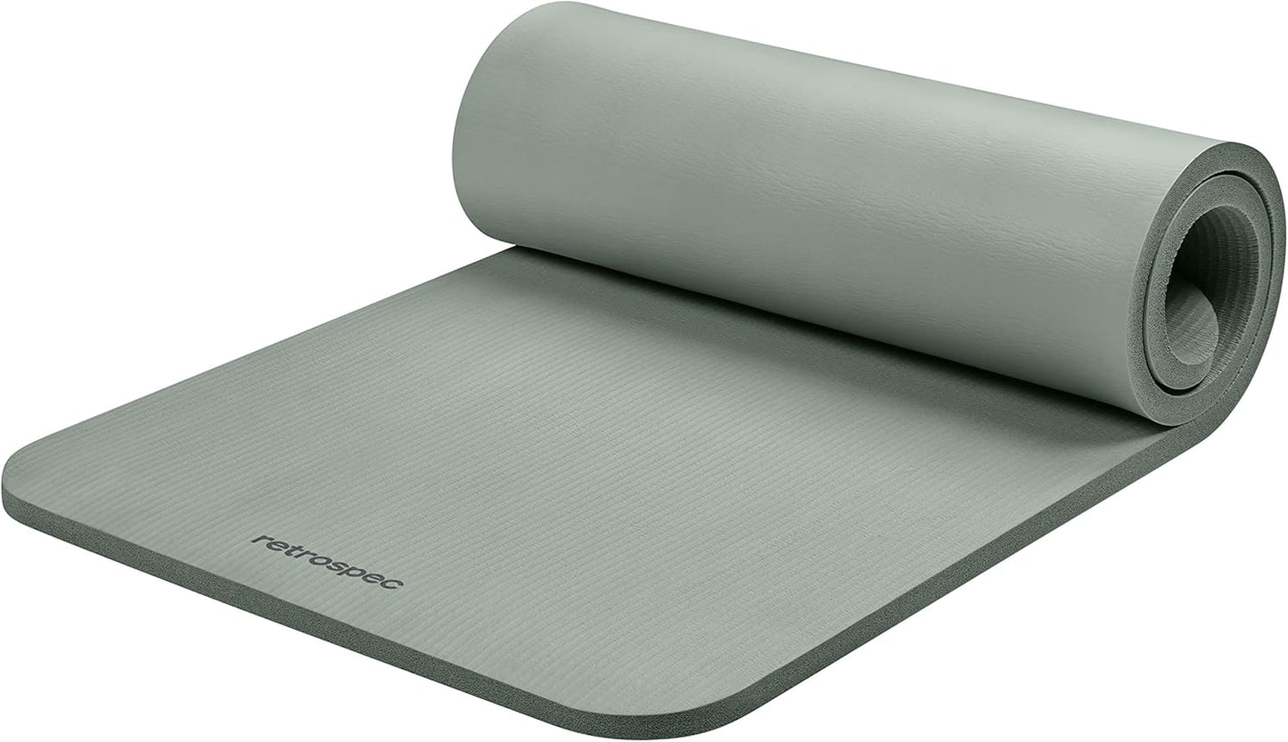 Retrospec Solana Yoga Mat 1" Thick With Nylon Carry Strap for Men & Women - Non Slip Exercise Mat for Home Yoga, Pilates, Stretching, Floor & Fitness Workouts - zenfulharmony.com