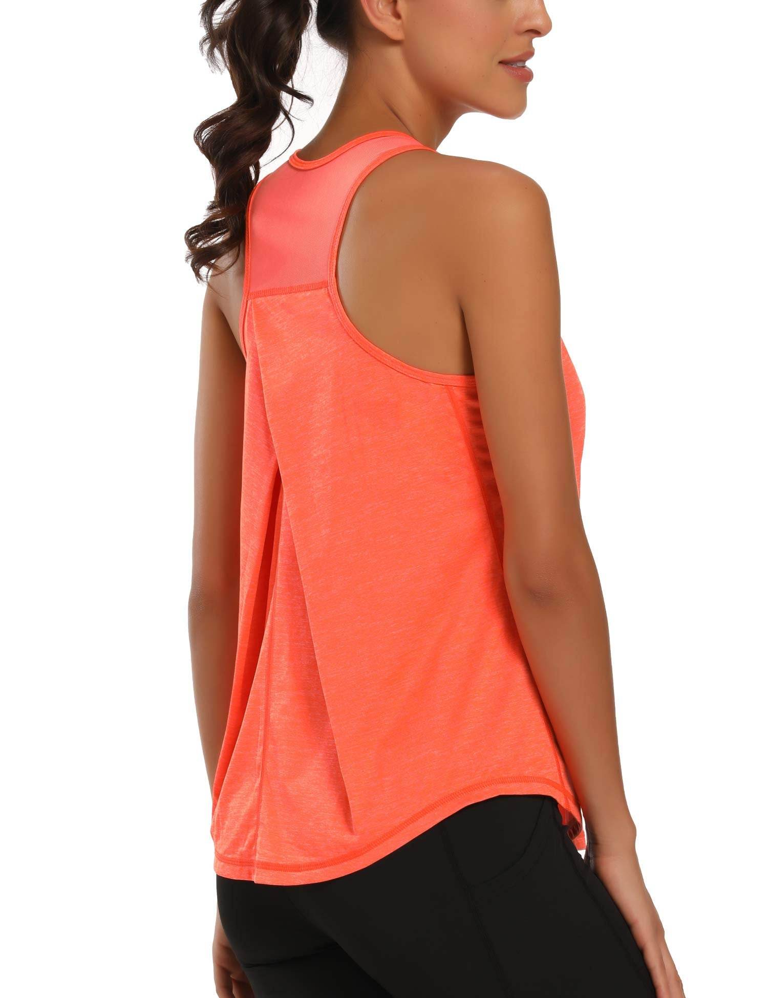 Aeuui Womens Workout Tops for Women Racerback Tank Tops Mesh Yoga Shirts Athletic Running Tank Tops Sleeveless Gym Clothes Orange - zenfulharmony.com
