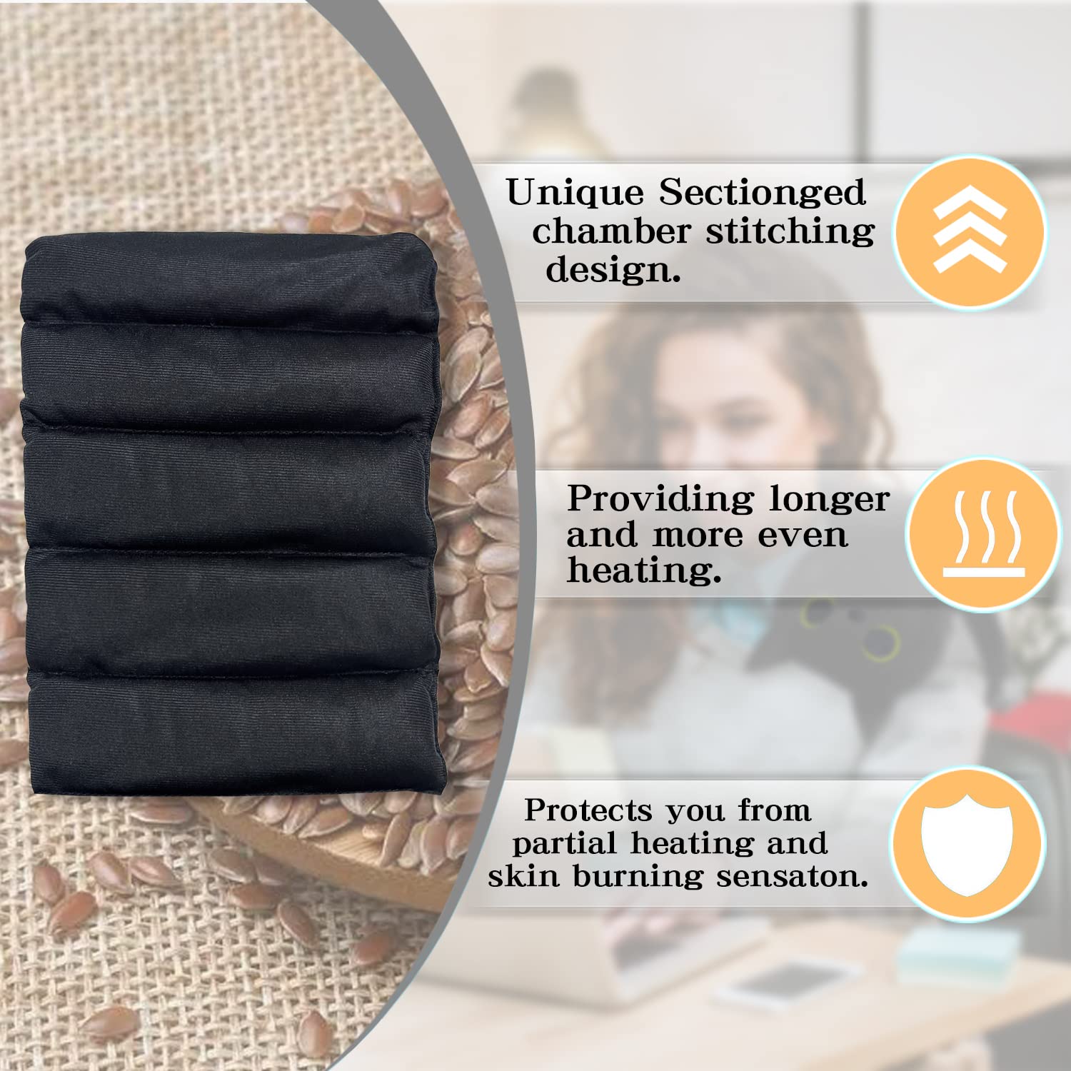 Microwave Heating Pad for Pain Relief, 17" x 9" Microwavable Heating Pads for Cramps, Back Pain, Neck Shoulder, Muscles, Knee, Joints, Natural Heat Pack Moist Heat, Black Cat - zenfulharmony.com