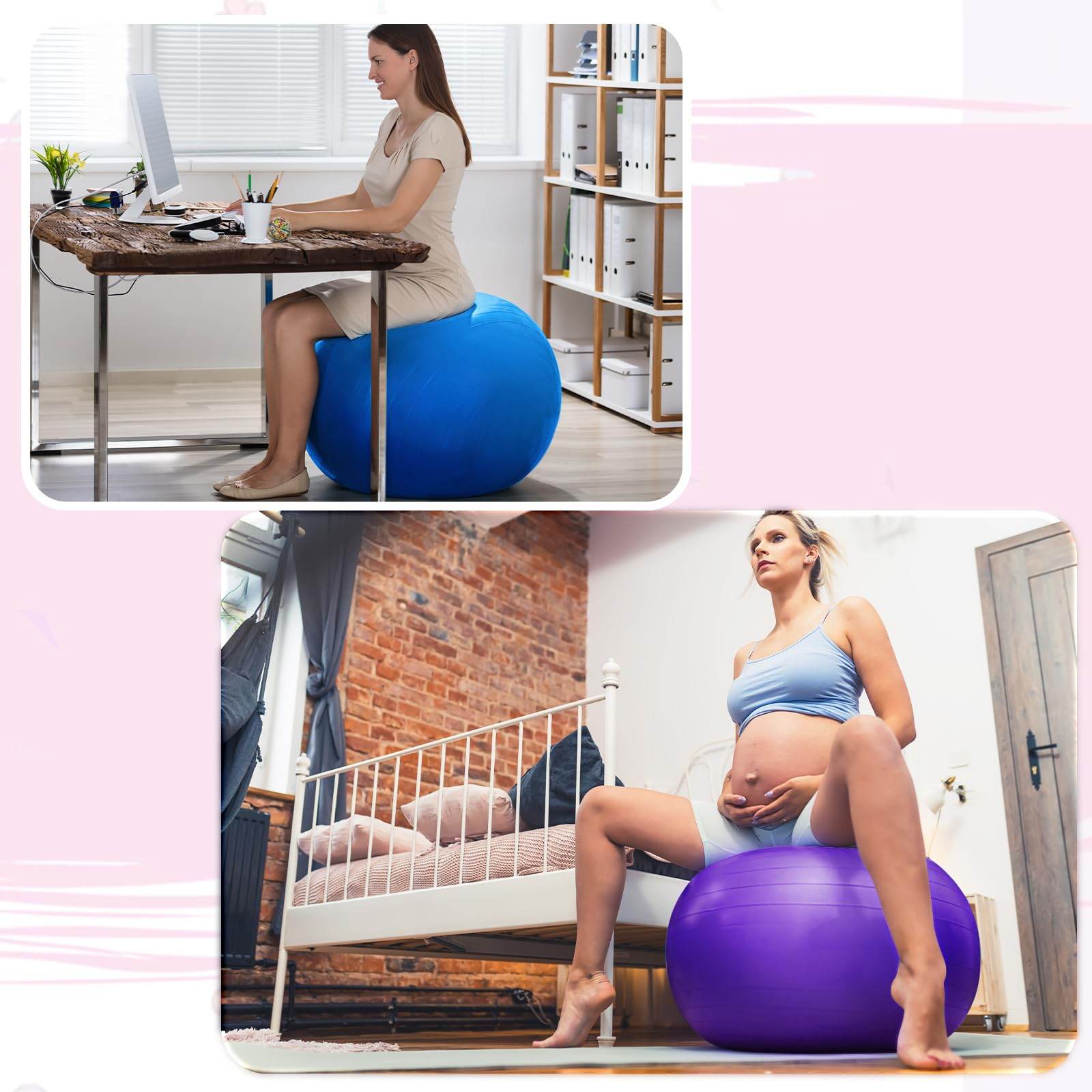 Honoson 3 Pcs Exercise Ball Large Yoga Ball Pregnancy Ball 3 Size Fitness Ball Multiple Sizes Yoga Ball Chair for Office Home Labor Gym Birth Balance, 55/65/75cm (Red, Blue, Dark Purple) - zenfulharmony.com