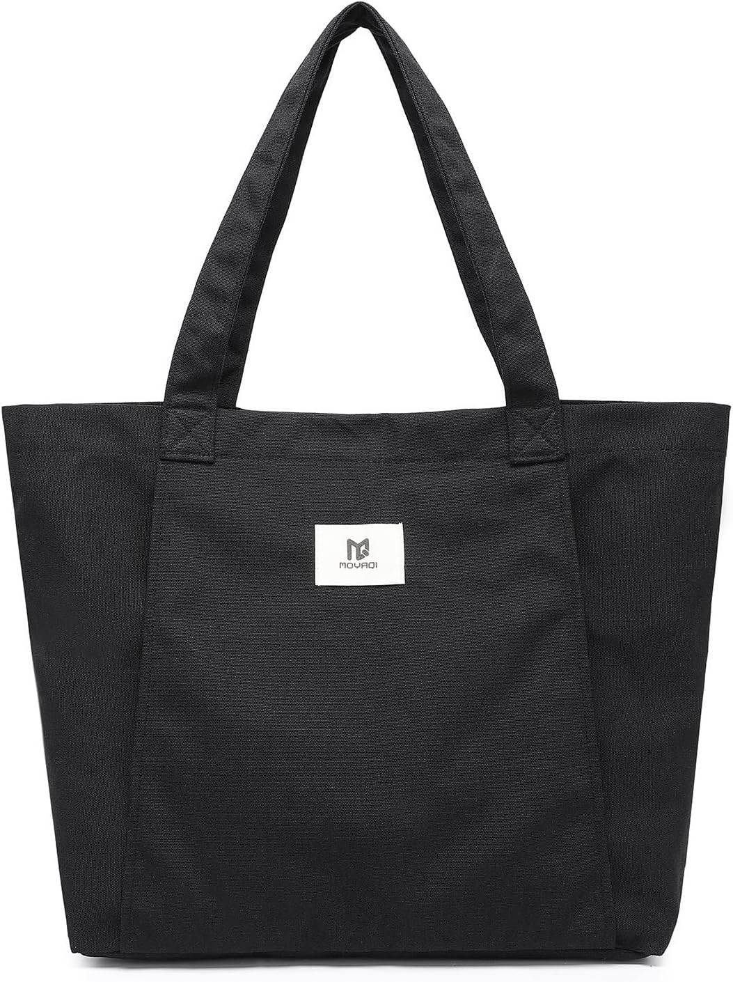 Moyaqi Canvas Tote Bag with Yoga Mat Carrier Pocket Carryall Shoulder Bag for Office, Workout, Pilates, Travel, Beach and Gym - zenfulharmony.com