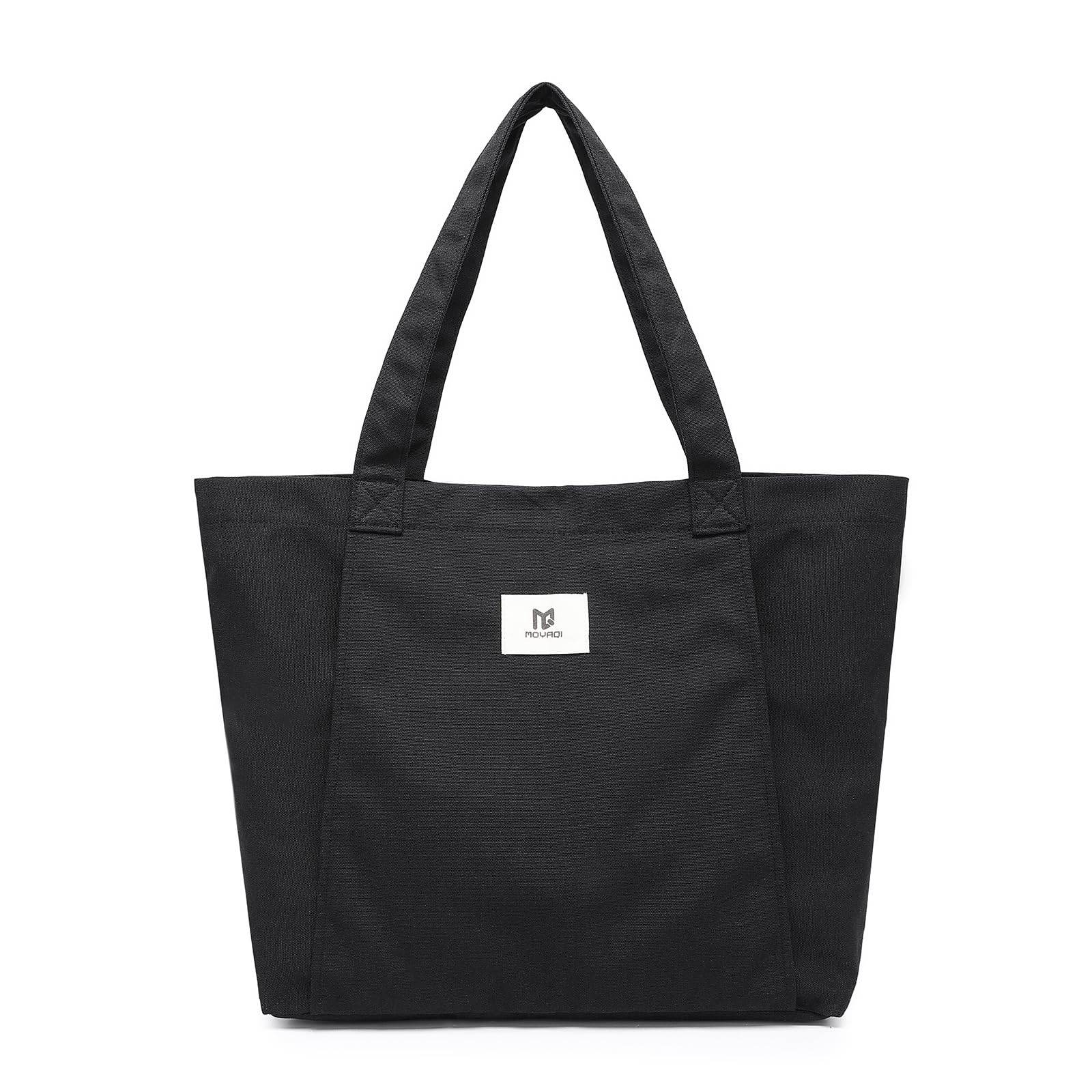 Moyaqi Canvas Tote Bag with Yoga Mat Carrier Pocket Carryall Shoulder Bag for Office, Workout, Pilates, Travel, Beach and Gym - zenfulharmony.com