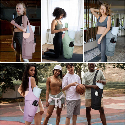 sportsnew Yoga Mat Bag, Large Opening Long Tote Yoga Mat Carrier Holder Bag with Waterproof Wet Pocket and Drawstring Water Bottle Pocket, Adjustable Shoulder Strap Storage Bag, patent pending - zenfulharmony.com
