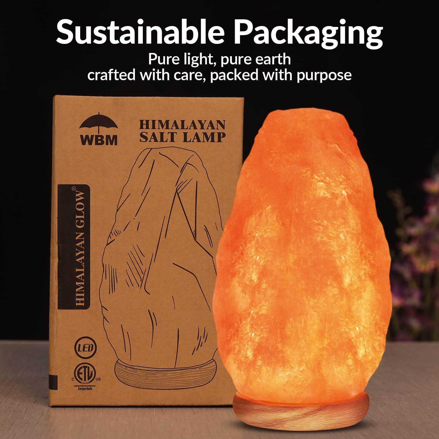WBM Salt Lamp – USB Himalayan Salt Lamp with Touch Dimmer Control | Wooden Base | LED Bulb | 5-7lbs - zenfulharmony.com