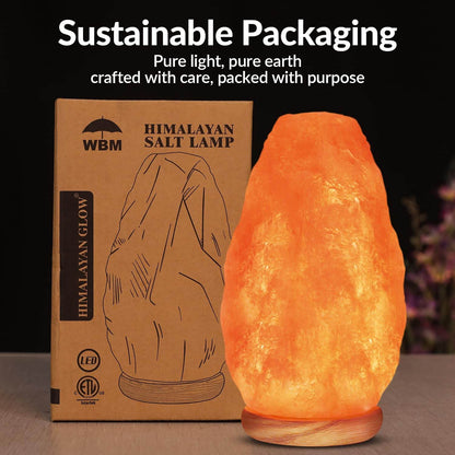 WBM Salt Lamp – USB Himalayan Salt Lamp with Touch Dimmer Control | Wooden Base | LED Bulb | 5-7lbs - zenfulharmony.com