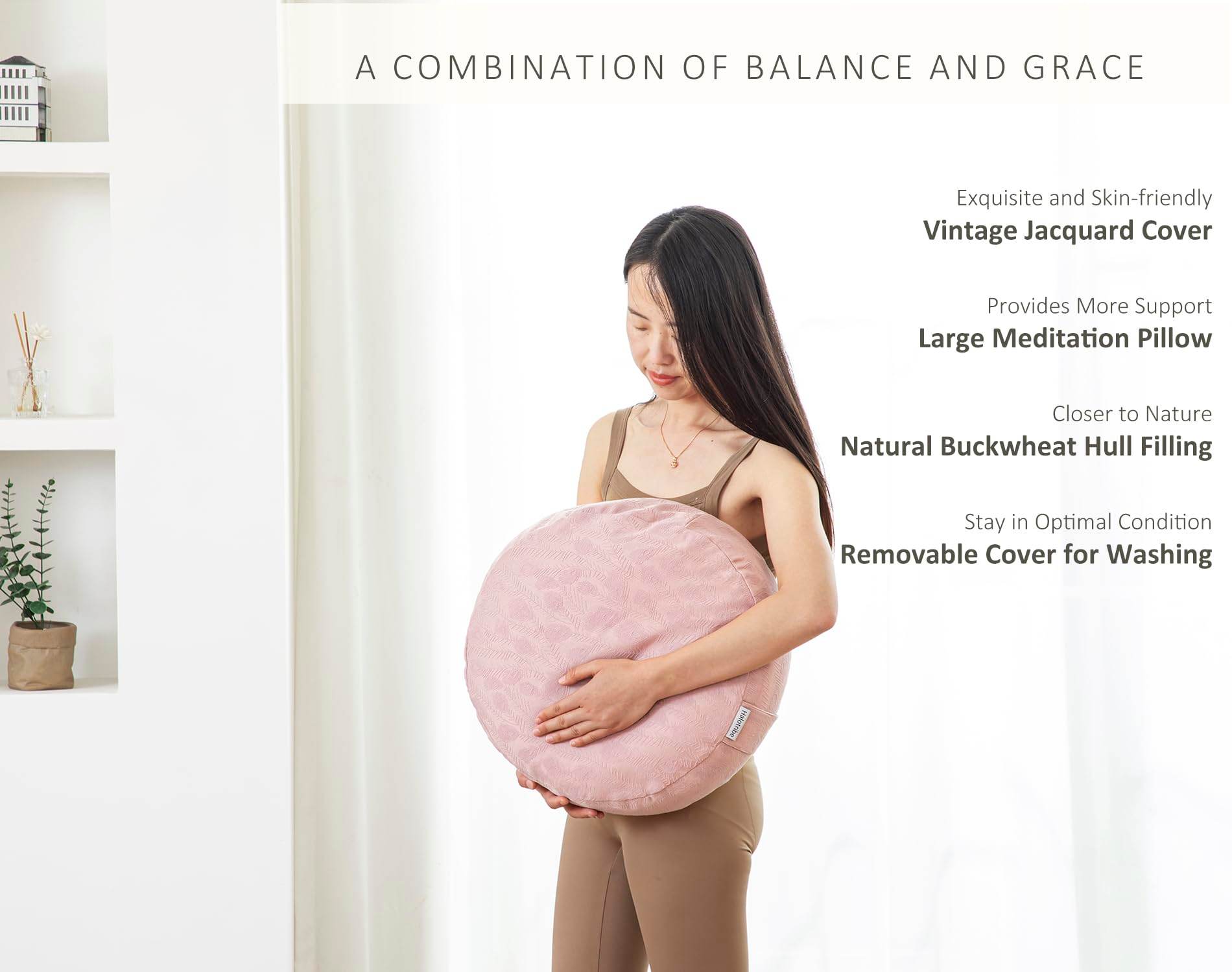 Halotribe Meditation Cushion, Comfortable Meditation Pillow with Peacock Feather Jacquard Cover. Buckwheat Hull Filled Zafu Floor Pillow 16 * 16 * 5 in - zenfulharmony.com
