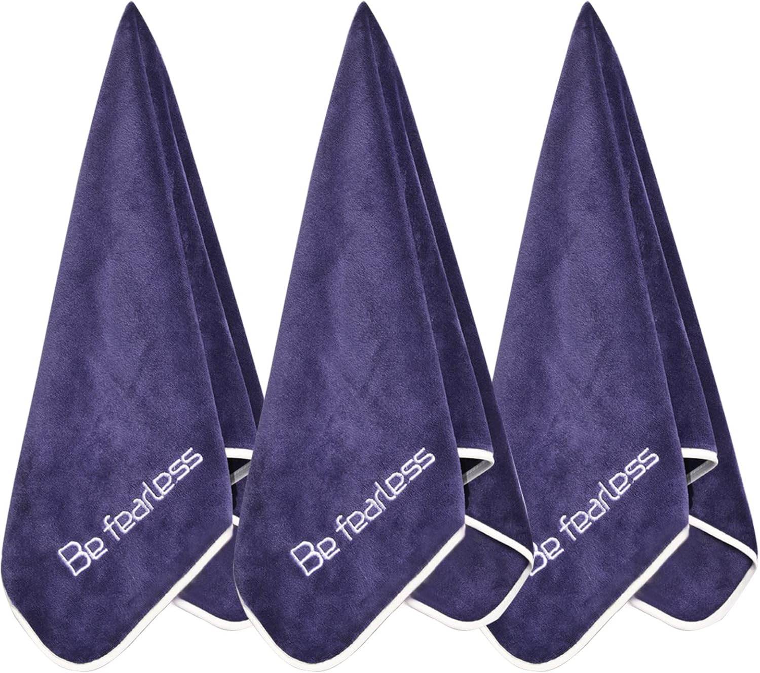 Microfiber Gym Towels Bigger Size Super Soft for Exercise Fitness, Sports, Workout, 380-GSM 15-Inch x 31-Inch Quick-Drying Towels (3 Pack, Grey+Blue+Purple) - zenfulharmony.com