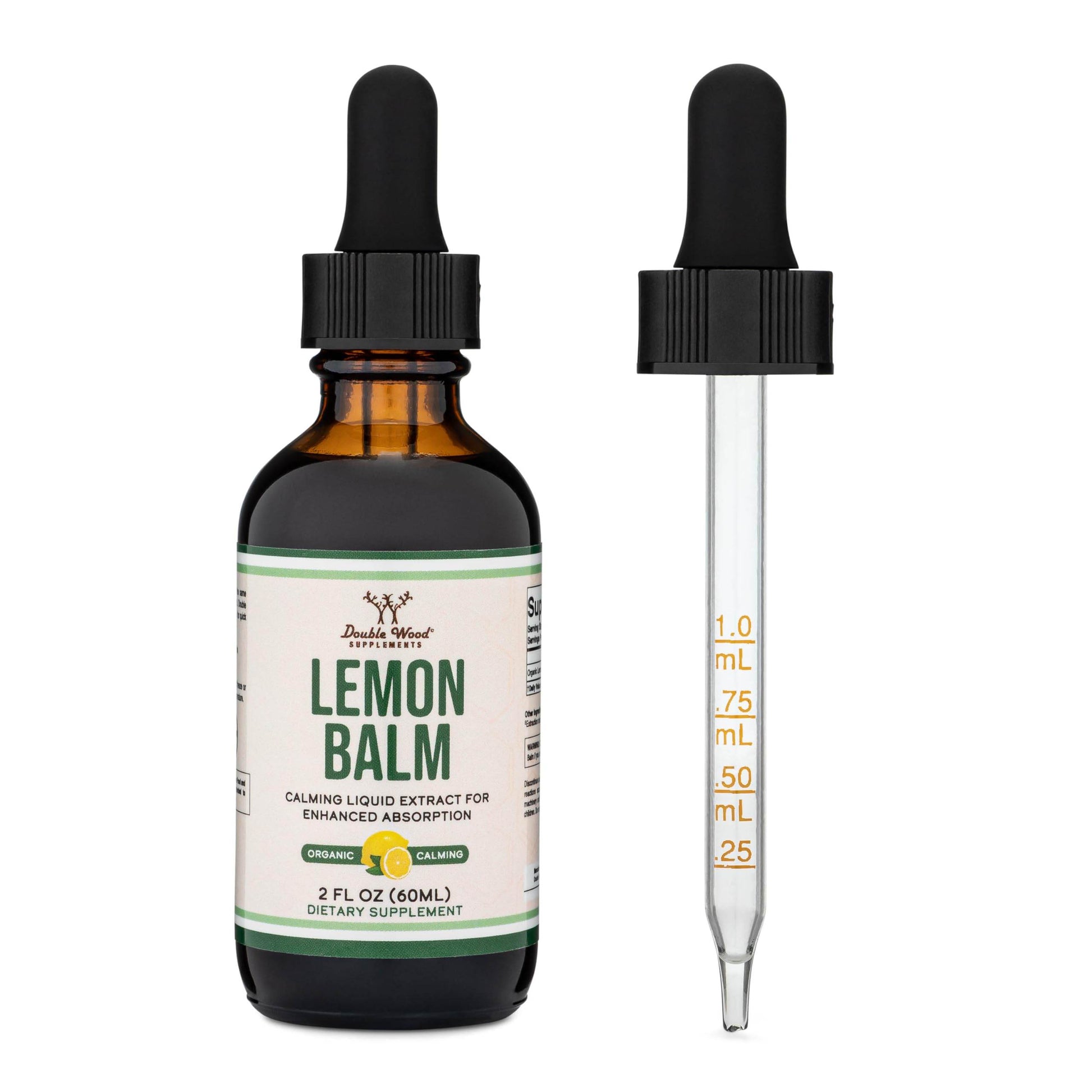 Double Wood Supplements Lemon Balm Tincture - Organic Lemon Balm Drops for Relaxation 590mg - 2FL OZ, 120 Servings (Better Absorbed Than Capsules, Great Addition to Lemon Balm Tea) for Relaxation - zenfulharmony.com