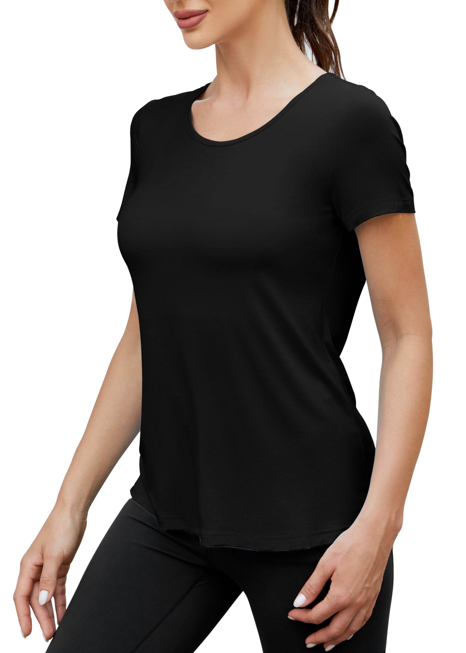 Mippo Backless Workout Top Open Back Shirts Short Sleeve Athletic Yoga Gym Exercise Tees Soft Pilates Hiking Tennis Sports Running Clothes for Women, Black S - zenfulharmony.com