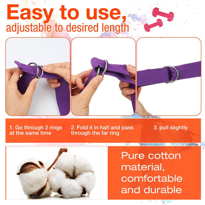 10 Pcs Yoga Strap 6Ft Exercise Stretch Bands for Flexibility with Adjustable Metal D Ring Buckle Loop Stretch Strap Non Elastic Yoga Belt Yoga Exercise Adjustable Straps for Pilates(Vivid Colors) - zenfulharmony.com