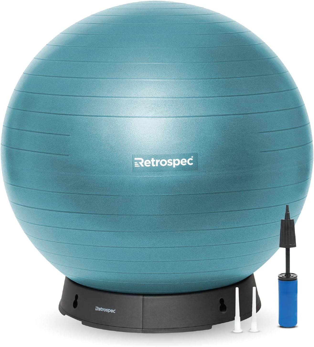 Retrospec Luna Exercise Ball, Base & Pump/Ball & Pump with Anti-Burst Material - Fitness Gym Swiss Ball - Perfect for Balance, Stability, Yoga, Pilates, Pregnancy & Birthing - zenfulharmony.com